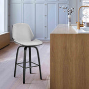 Arabela 26" Gray Faux Leather and Black Wood Swivel Bar Stool - Furniture City (CA)l