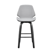 Arabela 26" Gray Faux Leather and Black Wood Swivel Bar Stool - Furniture City (CA)l