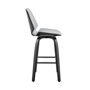 Arabela 26" Gray Faux Leather and Black Wood Swivel Bar Stool - Furniture City (CA)l