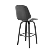 Arabela 26" Gray Faux Leather and Black Wood Swivel Bar Stool - Furniture City (CA)l