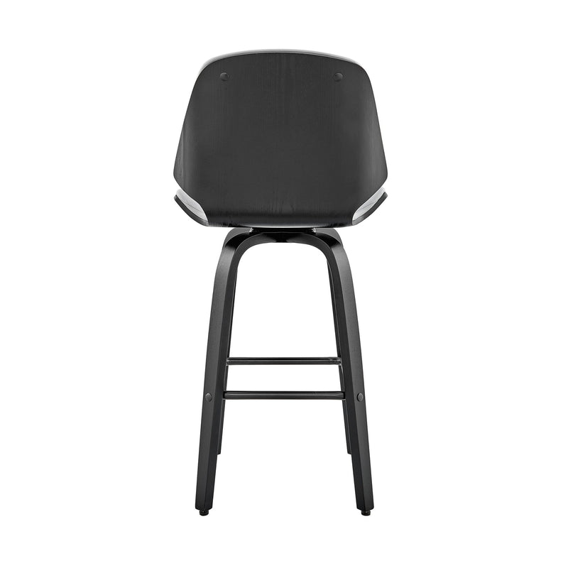 Arabela 26" Gray Faux Leather and Black Wood Swivel Bar Stool - Furniture City (CA)l