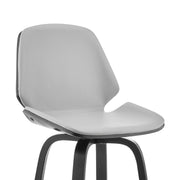Arabela 26" Gray Faux Leather and Black Wood Swivel Bar Stool - Furniture City (CA)l