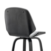 Arabela 26" Gray Faux Leather and Black Wood Swivel Bar Stool - Furniture City (CA)l