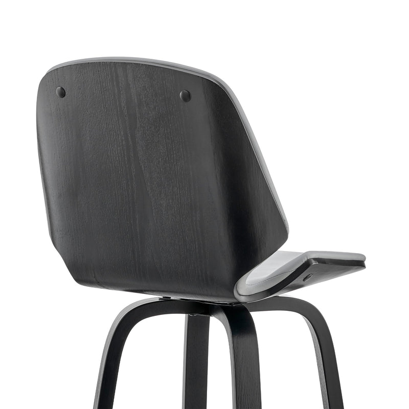 Arabela 26" Gray Faux Leather and Black Wood Swivel Bar Stool - Furniture City (CA)l
