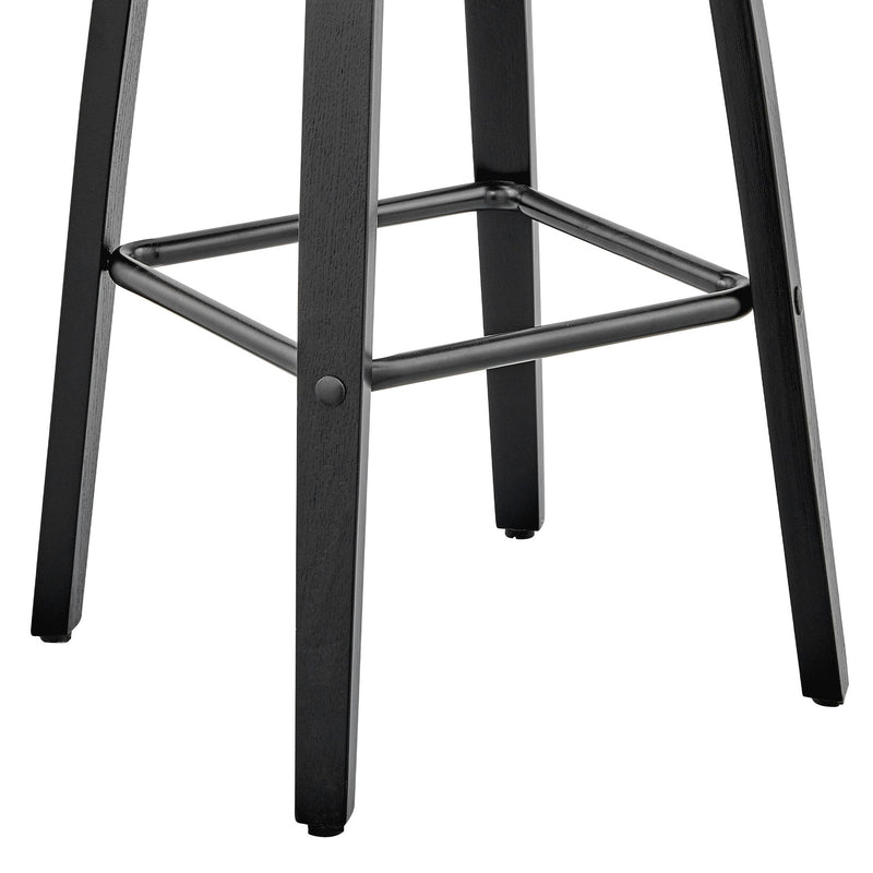 Arabela 26" Gray Faux Leather and Black Wood Swivel Bar Stool - Furniture City (CA)l