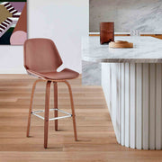 Arabela 26" Brown Faux Leather and Walnut Wood Swivel Bar Stool - Furniture City (CA)l