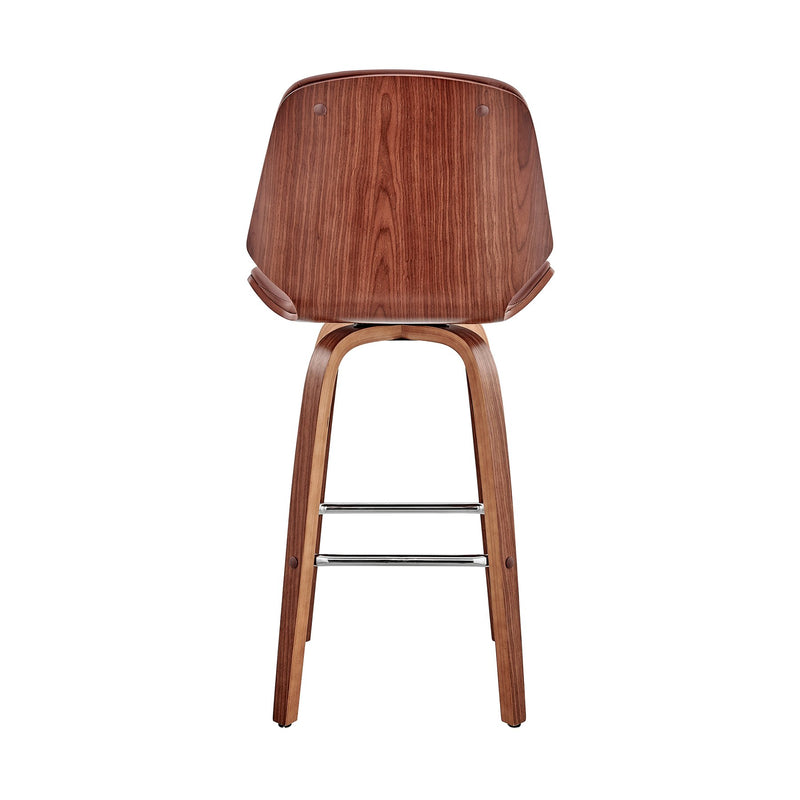 Arabela 26" Brown Faux Leather and Walnut Wood Swivel Bar Stool - Furniture City (CA)l