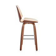Arabela 26" Cream Faux Leather and Walnut Wood Swivel Bar Stool - Furniture City (CA)l