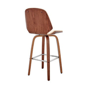 Arabela 26" Cream Faux Leather and Walnut Wood Swivel Bar Stool - Furniture City (CA)l