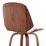 Arabela 26" Cream Faux Leather and Walnut Wood Swivel Bar Stool - Furniture City (CA)l
