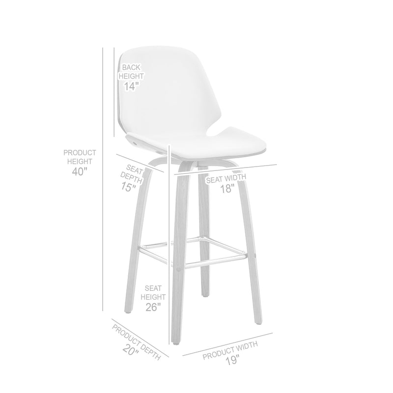Arabela 26" Gray Faux Leather and Walnut Wood Swivel Bar Stool - Furniture City (CA)l