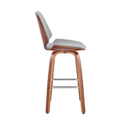 Arabela 26" Gray Faux Leather and Walnut Wood Swivel Bar Stool - Furniture City (CA)l