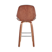 Arabela 26" Gray Faux Leather and Walnut Wood Swivel Bar Stool - Furniture City (CA)l