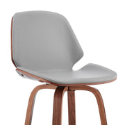 Arabela 26" Gray Faux Leather and Walnut Wood Swivel Bar Stool - Furniture City (CA)l