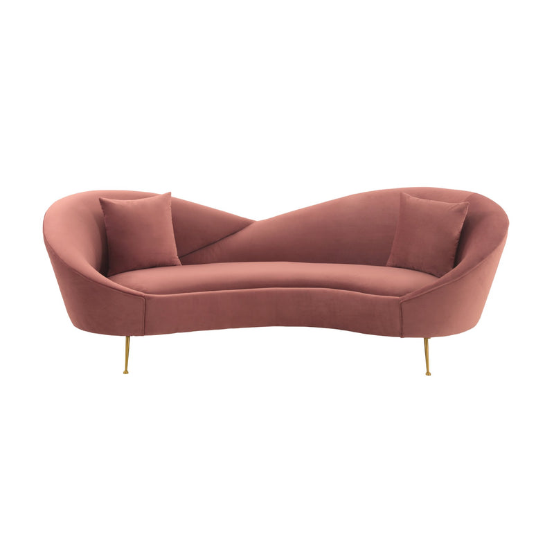 Anabella Blush Fabric Upholstered Sofa with Brushed Gold Legs - Furniture City (CA)l
