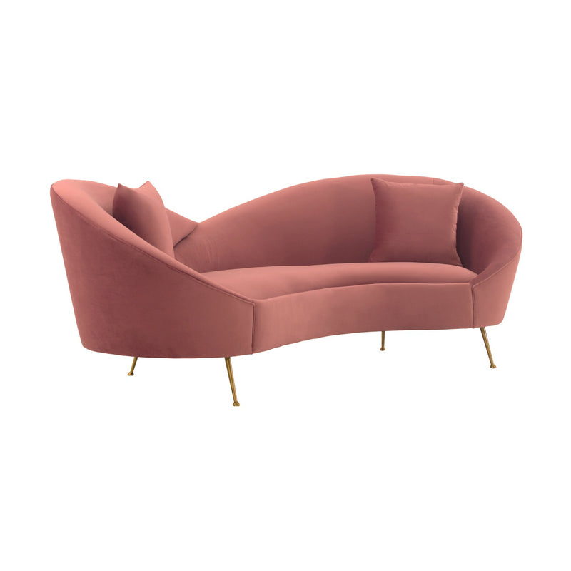 Anabella Blush Fabric Upholstered Sofa with Brushed Gold Legs - Furniture City (CA)l