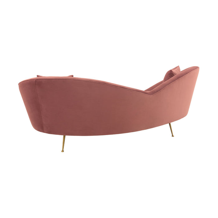 Anabella Blush Fabric Upholstered Sofa with Brushed Gold Legs