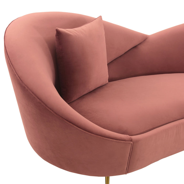 Anabella Blush Fabric Upholstered Sofa with Brushed Gold Legs