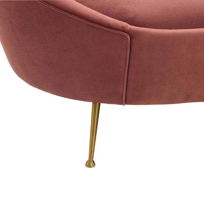 Anabella Blush Fabric Upholstered Sofa with Brushed Gold Legs