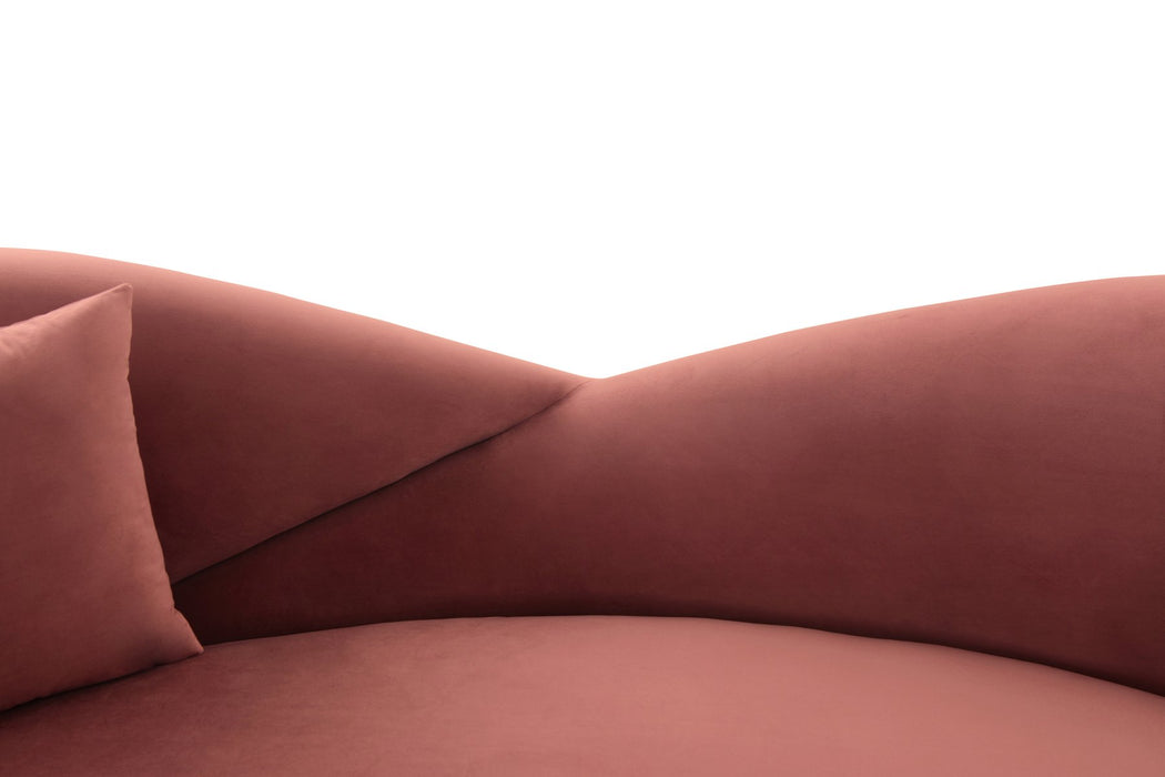 Anabella Blush Fabric Upholstered Sofa with Brushed Gold Legs