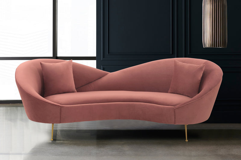 Anabella Blush Fabric Upholstered Sofa with Brushed Gold Legs - Furniture City (CA)l