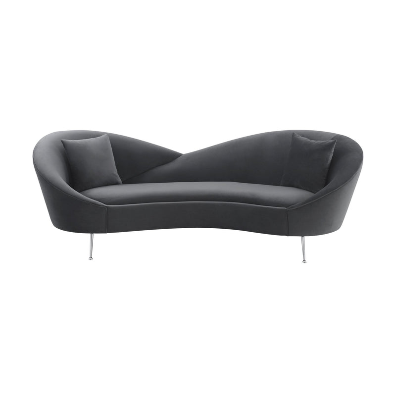 Anabella Gray Fabric Upholstered Sofa with Silver Legs - Furniture City (CA)l