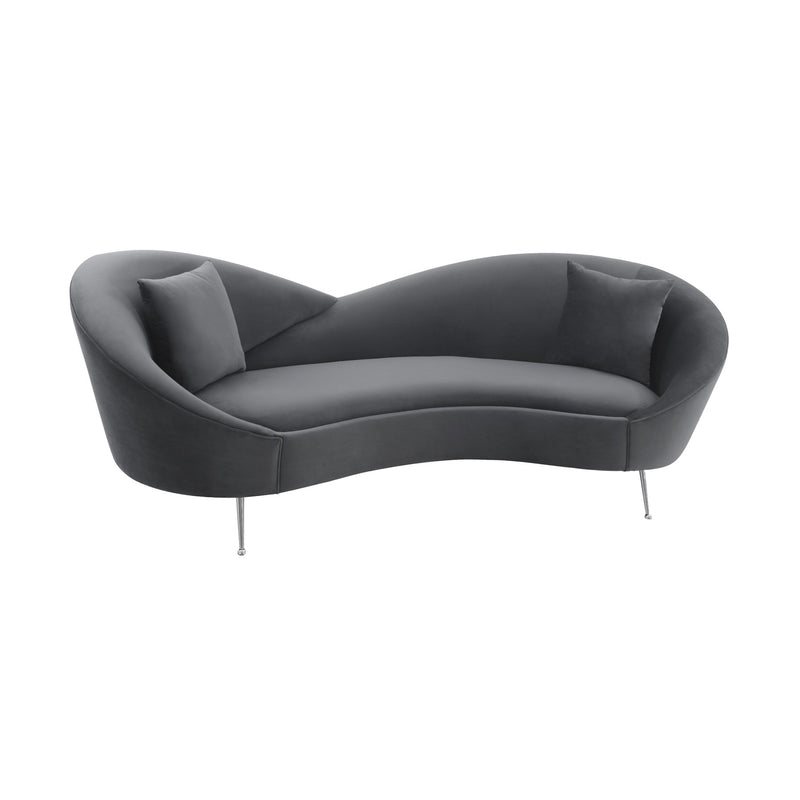 Anabella Gray Fabric Upholstered Sofa with Silver Legs - Furniture City (CA)l