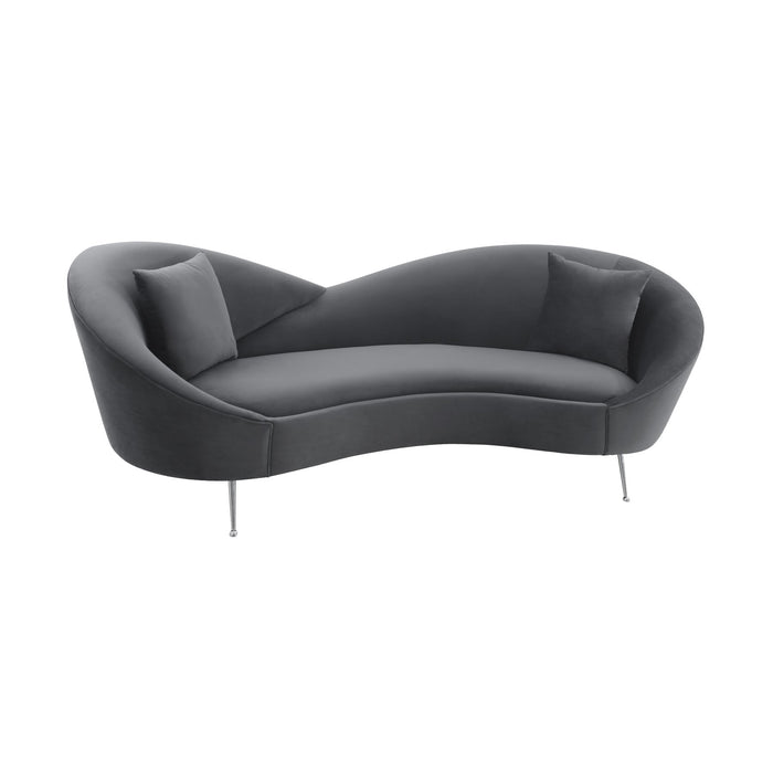 Anabella Gray Fabric Upholstered Sofa with Silver Legs