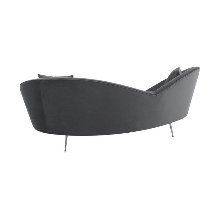 Anabella Gray Fabric Upholstered Sofa with Silver Legs