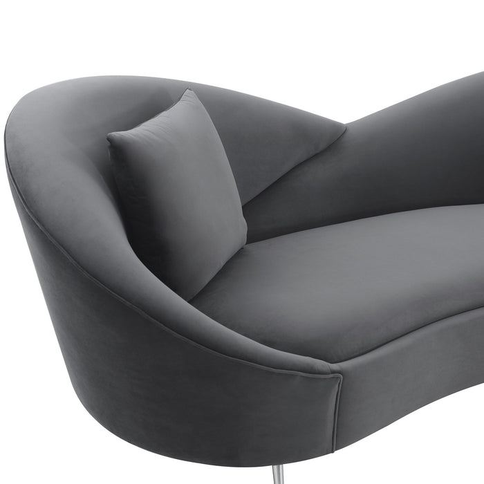 Anabella Gray Fabric Upholstered Sofa with Silver Legs