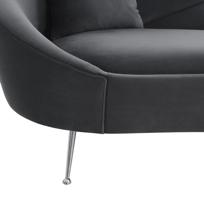 Anabella Gray Fabric Upholstered Sofa with Silver Legs