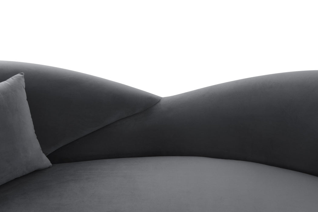 Anabella Gray Fabric Upholstered Sofa with Silver Legs