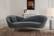 Anabella Gray Fabric Upholstered Sofa with Silver Legs - Furniture City (CA)l