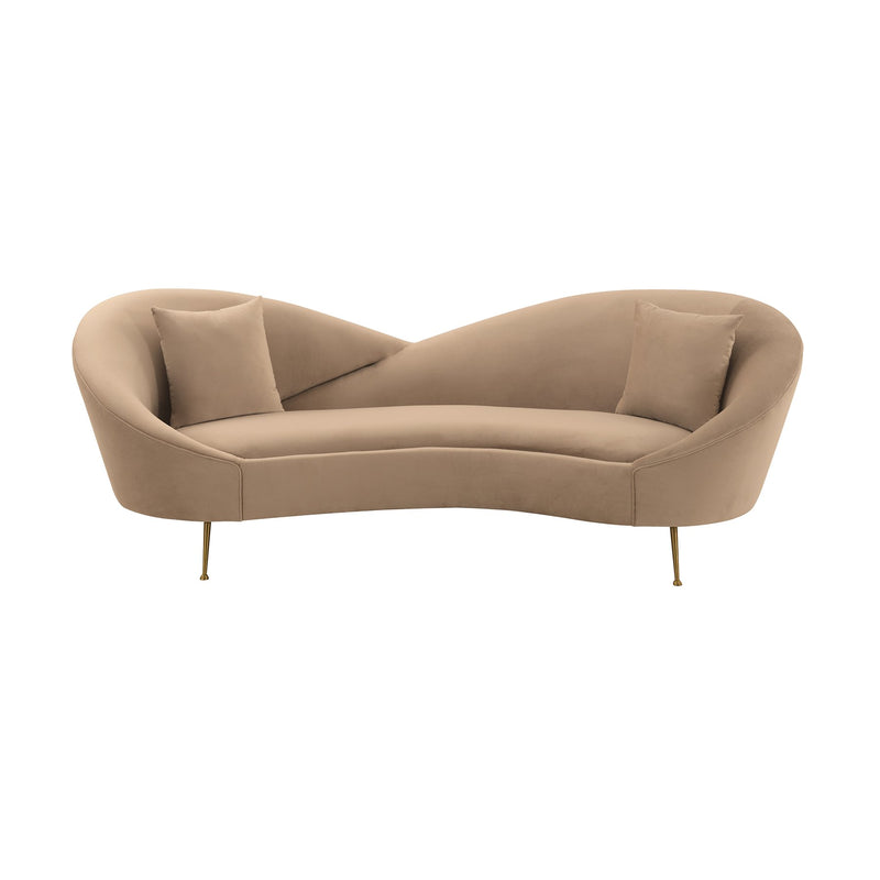 Anabella Natural Fabric Upholstered Sofa with Brushed Gold Legs - Furniture City (CA)l