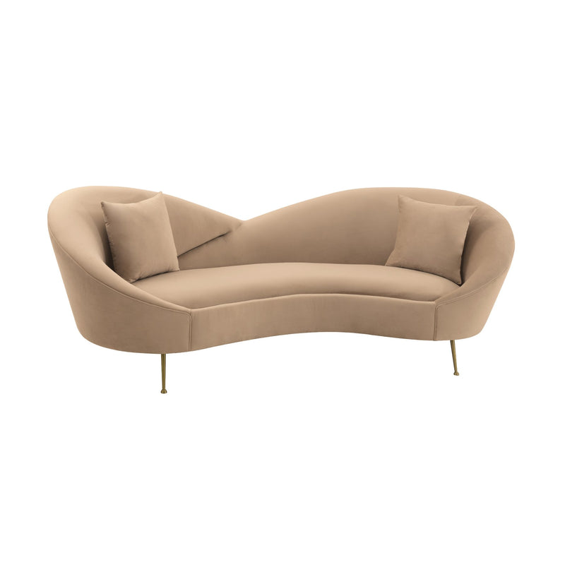 Anabella Natural Fabric Upholstered Sofa with Brushed Gold Legs - Furniture City (CA)l