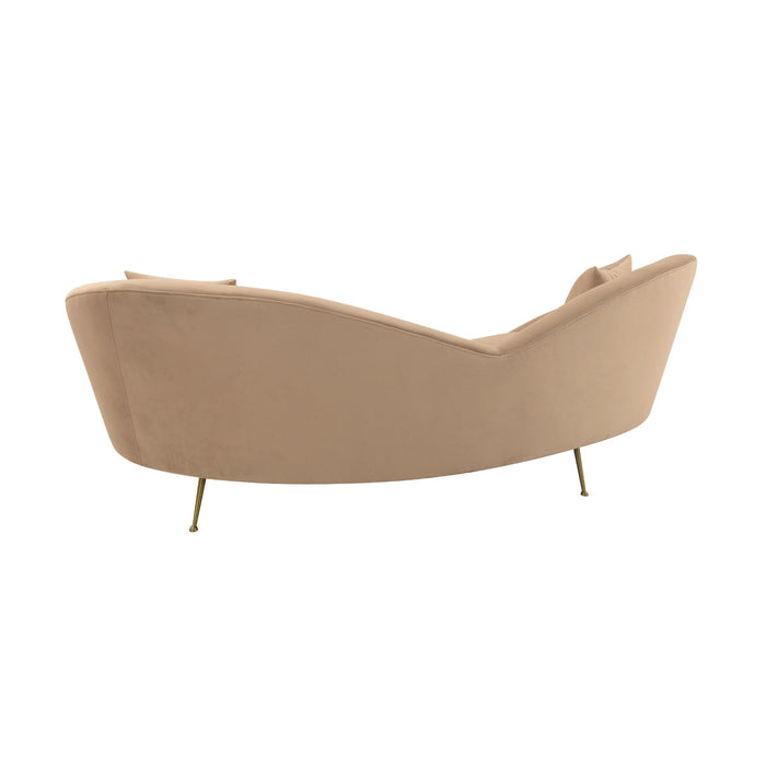 Anabella Natural Fabric Upholstered Sofa with Brushed Gold Legs