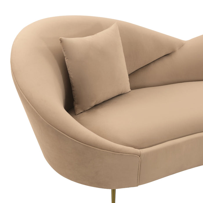 Anabella Natural Fabric Upholstered Sofa with Brushed Gold Legs