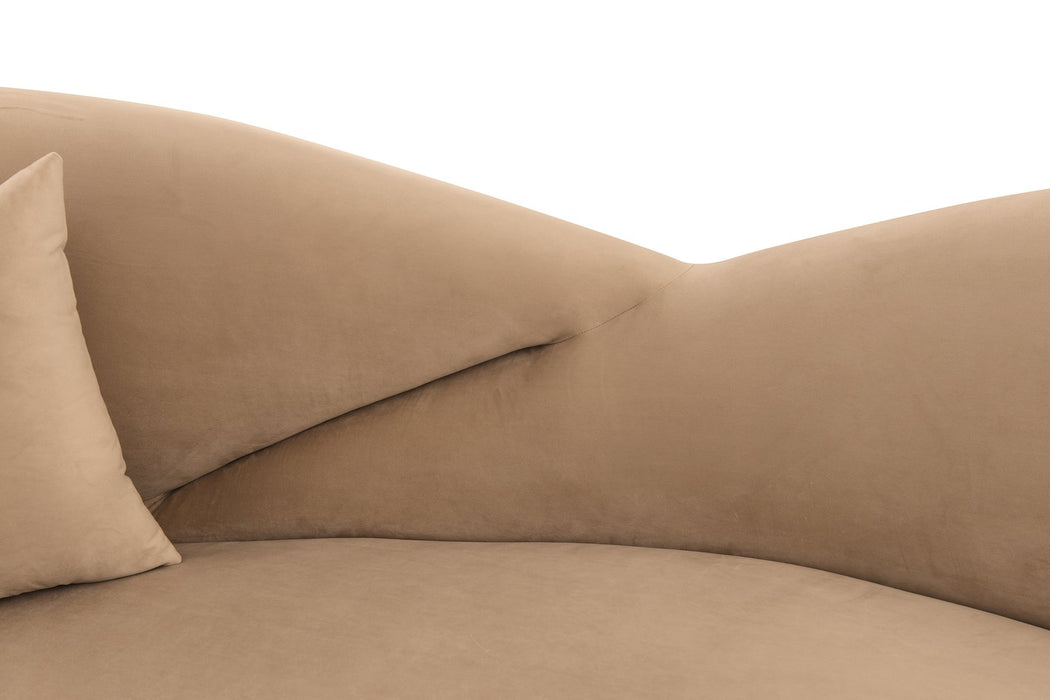 Anabella Natural Fabric Upholstered Sofa with Brushed Gold Legs