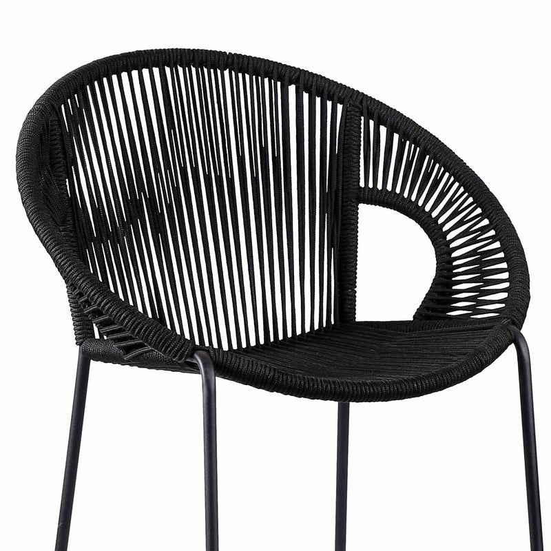 Acapulco 26" Indoor Outdoor Steel Bar Stool with Black Rope - Furniture City (CA)l