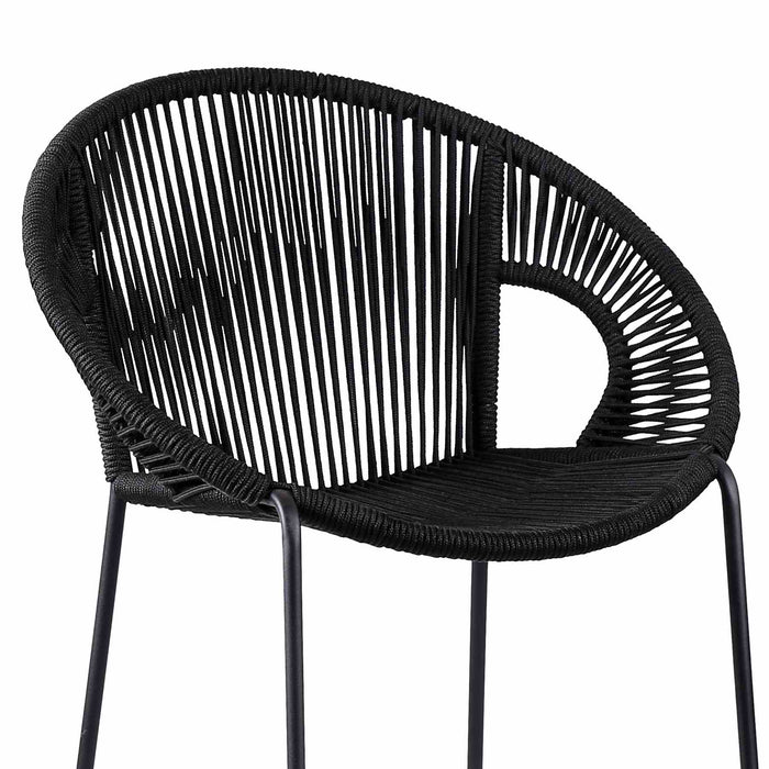 Acapulco 30" Indoor Outdoor Steel Bar Stool with Black Rope