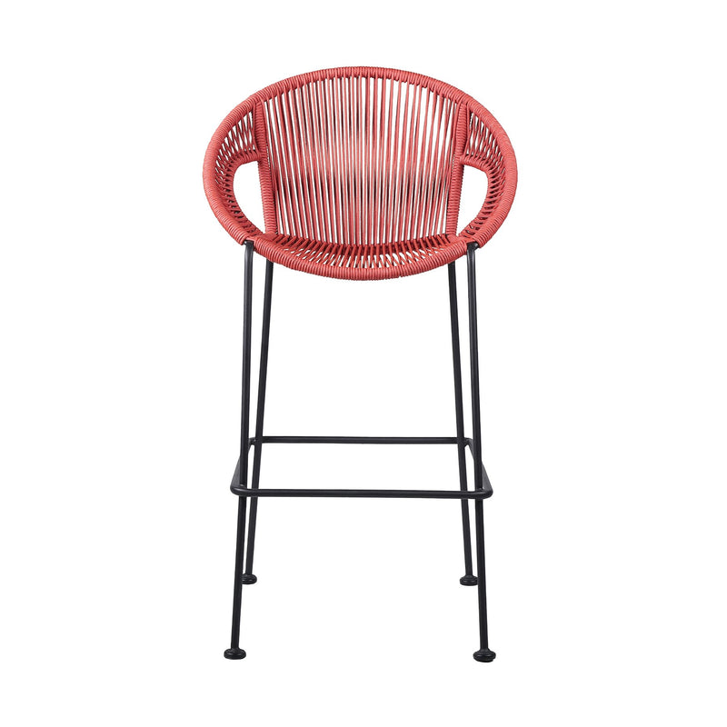 Acapulco 30" Indoor Outdoor Steel Bar Stool with Brick Red Rope - Furniture City (CA)l