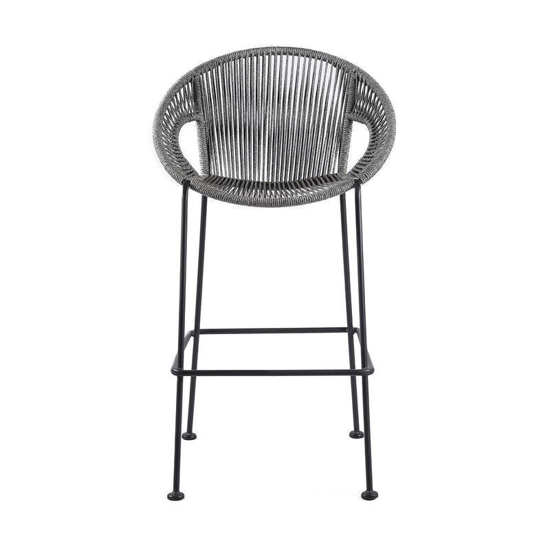 Acapulco 26" Indoor Outdoor Steel Bar Stool with Gray Rope - Furniture City (CA)l