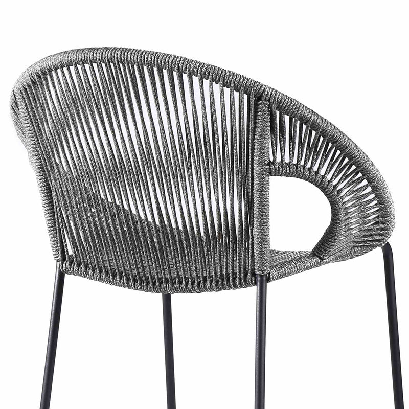 Acapulco 26" Indoor Outdoor Steel Bar Stool with Gray Rope - Furniture City (CA)l