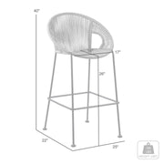 Acapulco 26" Indoor Outdoor Steel Bar Stool with Gray Rope - Furniture City (CA)l