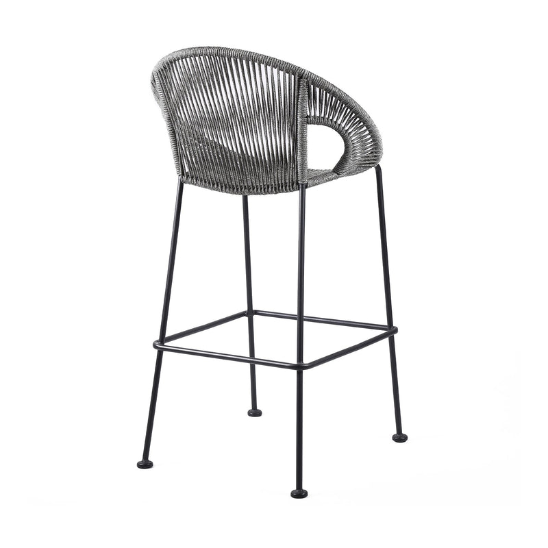 Acapulco 30" Indoor Outdoor Steel Bar Stool with Gray Rope - Furniture City (CA)l