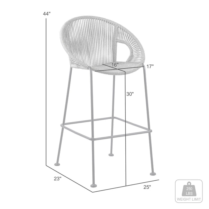 Acapulco 30" Indoor Outdoor Steel Bar Stool with Gray Rope