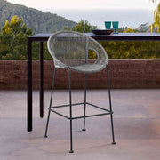 Acapulco 30" Indoor Outdoor Steel Bar Stool with Gray Rope - Furniture City (CA)l