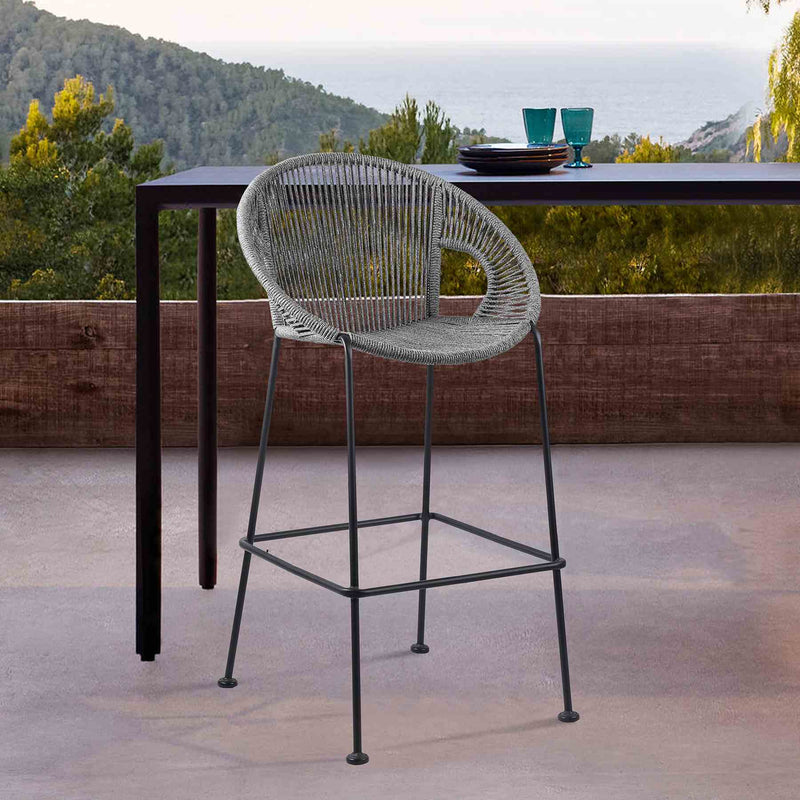 Acapulco 30" Indoor Outdoor Steel Bar Stool with Gray Rope - Furniture City (CA)l