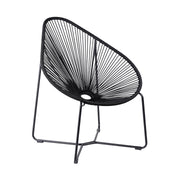 Acapulco Indoor Outdoor Steel Papasan Lounge Chair with Black Rope - Furniture City (CA)l