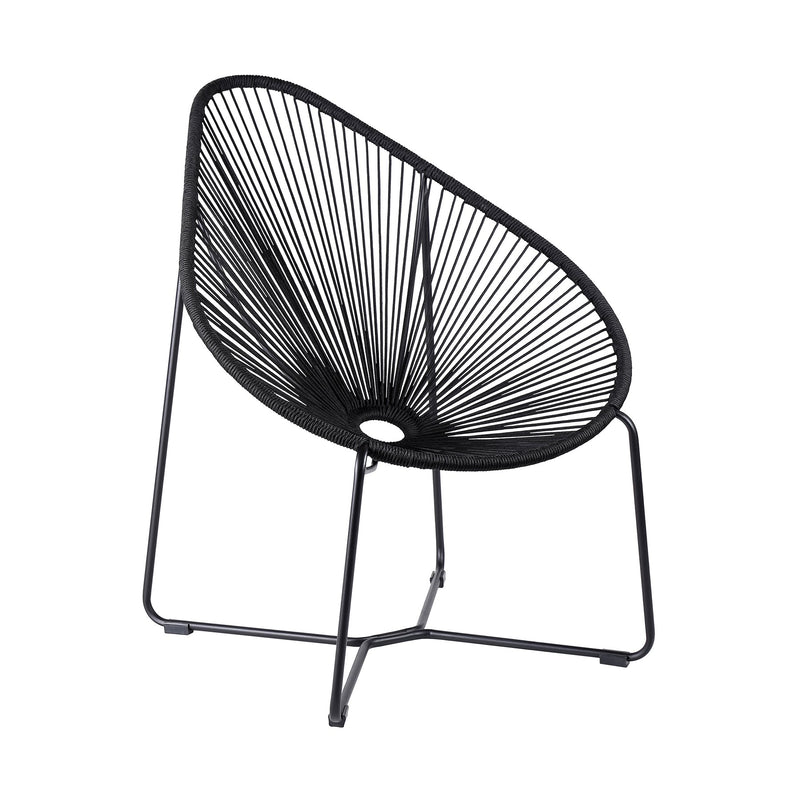 Acapulco Indoor Outdoor Steel Papasan Lounge Chair with Black Rope - Furniture City (CA)l